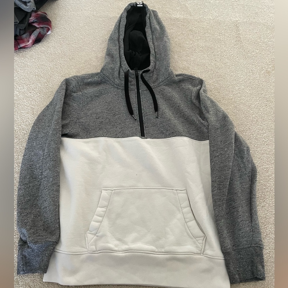Men’s White and Gray 1/4 Zip Hoodie